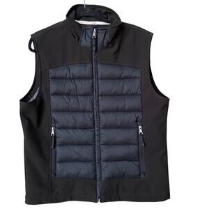 New Guess Womens Large Black Full Zip Winter Polyester Puffer Vest Jacket Coat